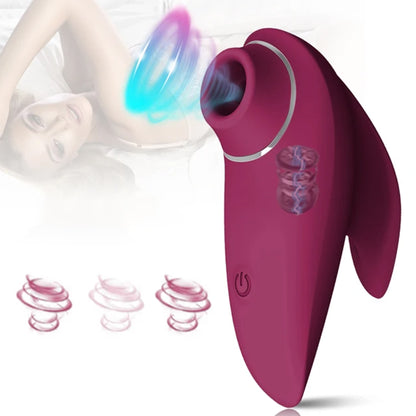 Vibrator 2 in 1  din silicon LovePlay™ Dual Pleasure, pentru femei, rezistent la apa, discret si usor de curatat, pentru stimularea clitoridiana si a sanilor, cu functie de suctiune, mov