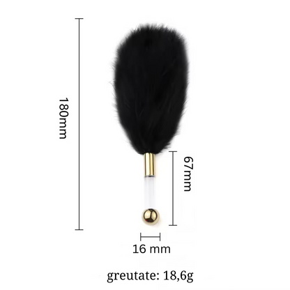 Pana naturala fina LovePlay™ Teasing, pentru jocuri de cuplu, BDSM, design simplu, negru - LovePlay