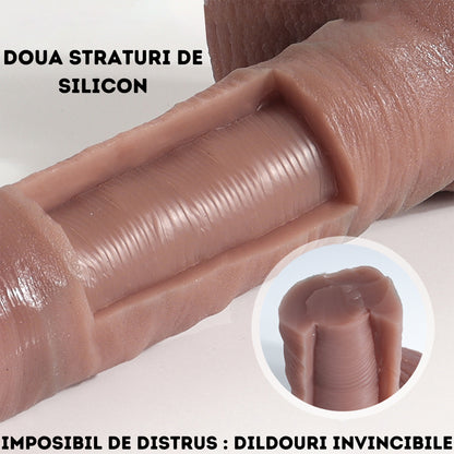 Dildo Ultra-Realistic Loveplay™ ClassicHim, cu vene proeminente, din silicon de inalta calitate, cu ventuza pentru fixare usoara, rezistent la apa, 21 cm, circumferinta: 6 cm, lungime inserabila 17.7 cm, 773 g