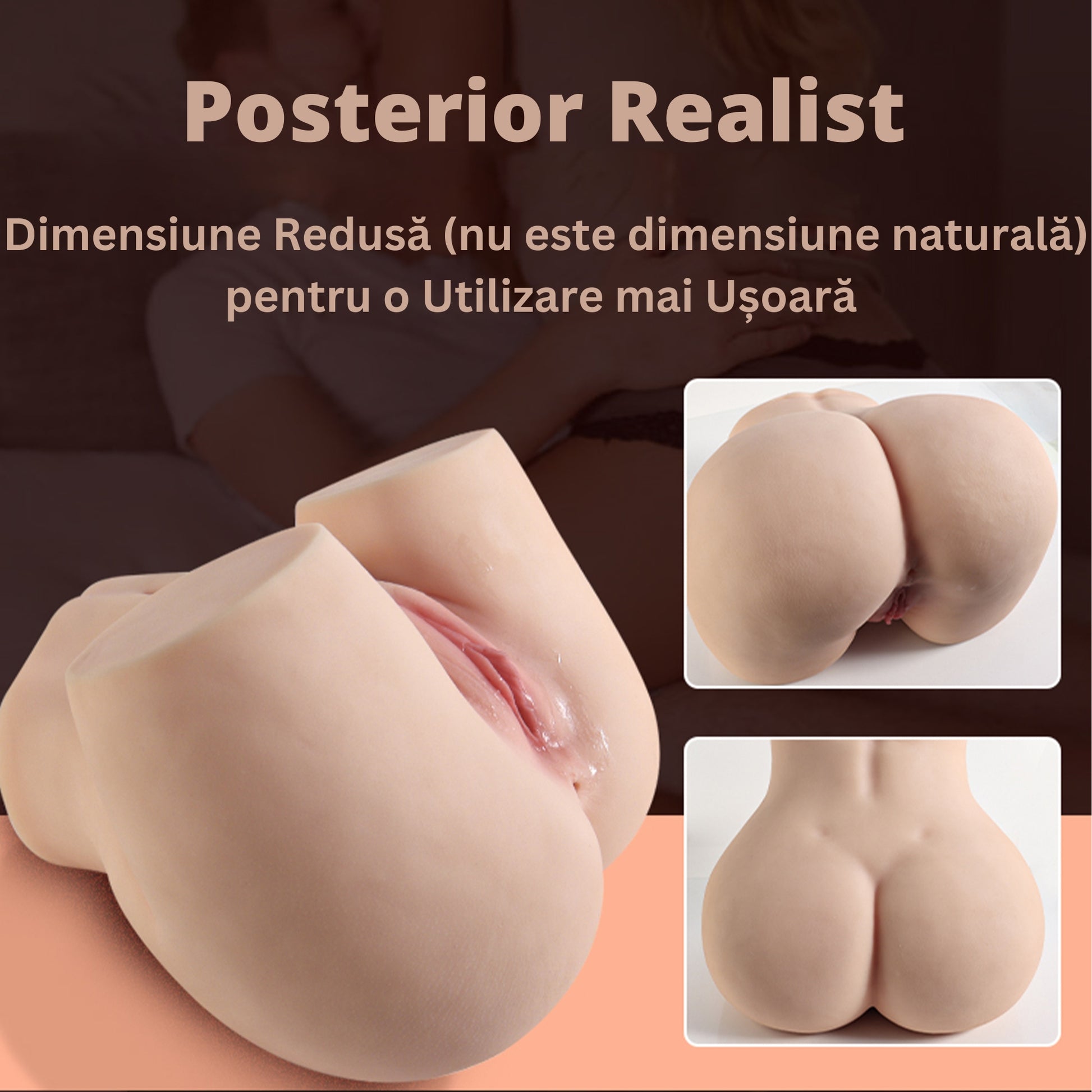 Masturbator Ultra-Realist LovePlay™ MissHer, 2 canale: vaginal si anal ultra-realist, cu striatii interne 3D, din silicon premium non-toxic si elastic, coapse realiste, usor de curatat, rezistent la apa, dimensiuni 28 x 32 x 22 cm, greutate 9 kg - LovePlay