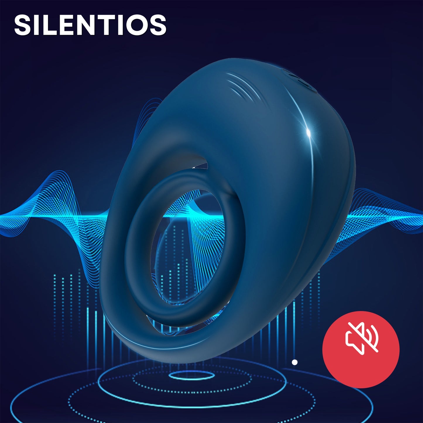 Inel de penis StayHard LovePlay™ , cu 10 moduri de vibratie, cu efect de interziere ejaculare, reincarcabil USB, silentios, rezistent la apa, din silicon, albastru - LovePlay