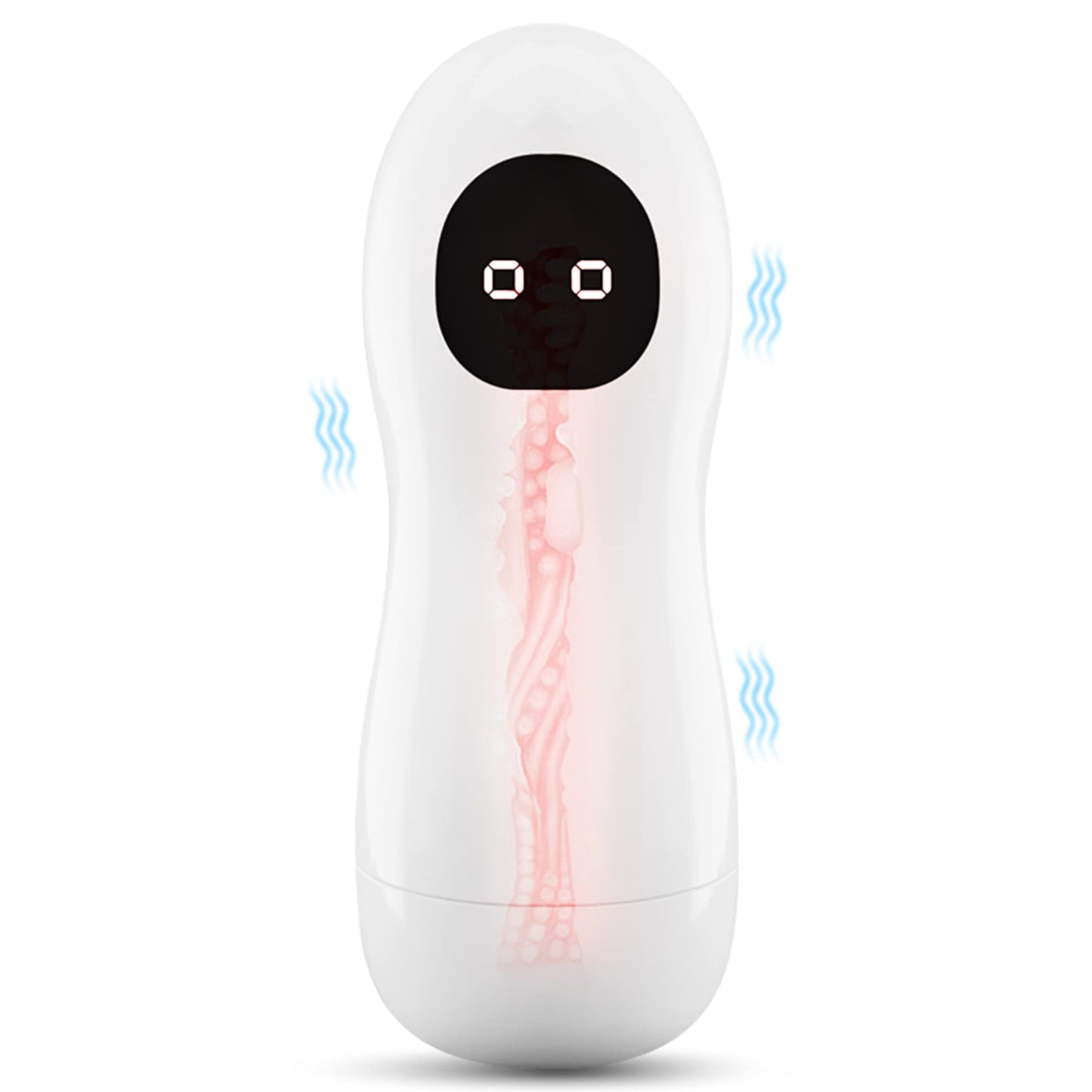 Maturbator LovePlay™ JoyStick cu vibratii puternice, rezistent la apa, design discret, sigur, moale, ultra-realist, din silicon, usor de curatat si transportat, alb, 20 x 10 x 10 cm - LovePlay