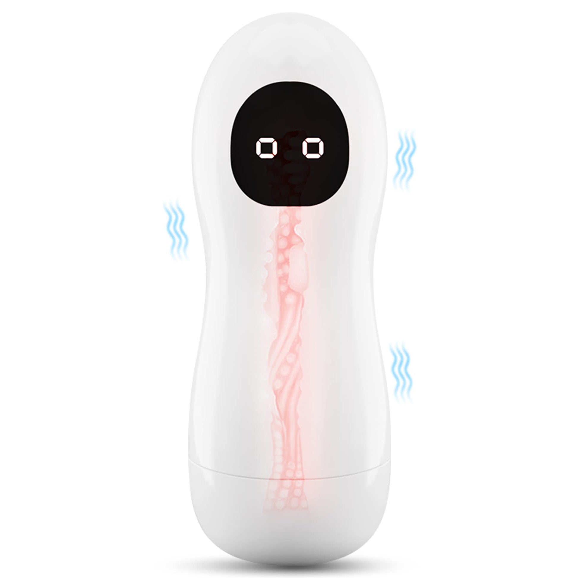 Maturbator LovePlay™ JoyStick cu vibratii puternice, rezistent la apa, design discret, sigur, moale, ultra-realist, din silicon, usor de curatat si transportat, alb, 20 x 10 x 10 cm - LovePlay