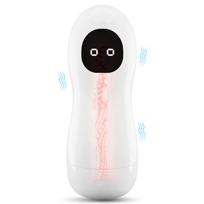 Maturbator LovePlay™ JoyStick cu vibratii puternice, rezistent la apa, design discret, sigur, moale, ultra-realist, din silicon, usor de curatat si transportat, alb, 20 x 10 x 10 cm - LovePlay
