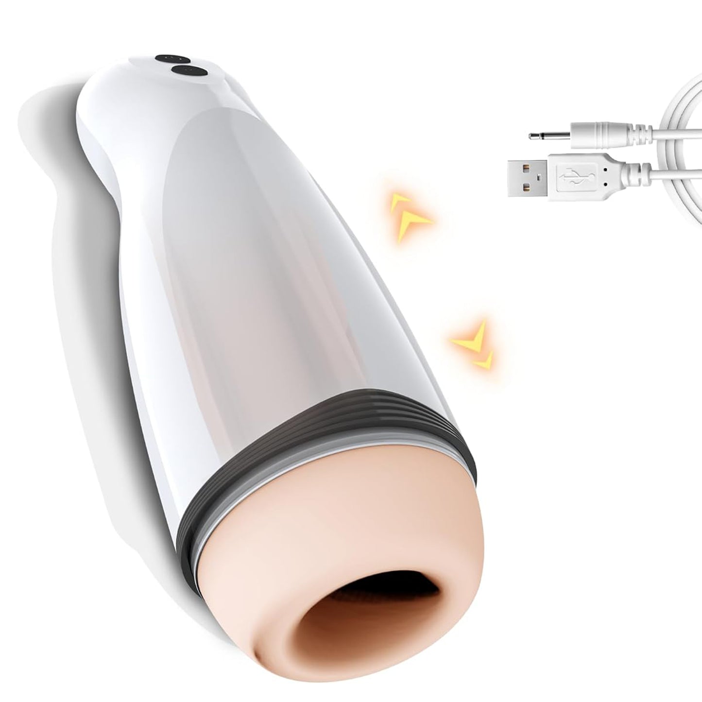 Masturbator LovePlay™ ModernHer, 10 moduri diferite de vibratie puternice, 3 tipuri de suctie, efect de masaj, cu sunete de placere, din silicon premium si sigur, moale, rezistent la apa, incarcare USB, design discret, lungime inserabila 15 cm - LovePlay