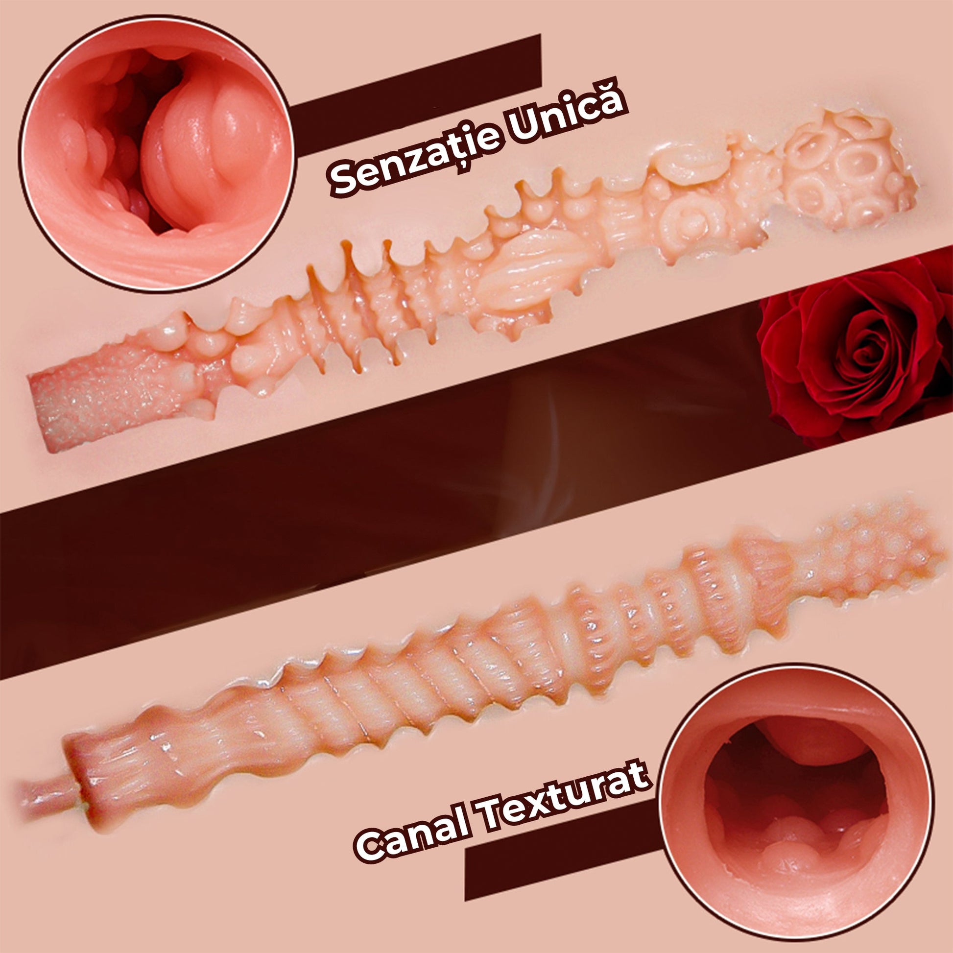Masturbator LovePlay™ MissHer, ultra-realist, canal vaginal si anal, cu striatii 3D, din silicon premium non-toxic, design coapse anatomic, usor de curatat, din silicon elastic si rezistent la apa, 21 x 25 x 16 cm, 3.6 kg - LovePlay