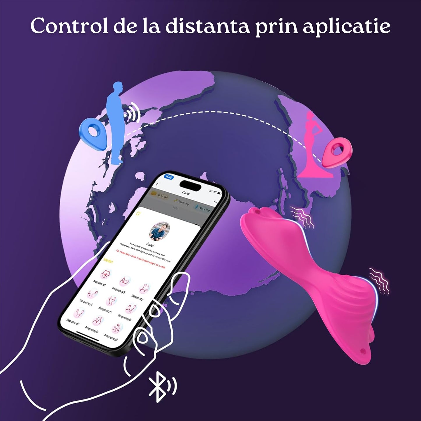 Vibrator LovePlay™ PantyJoy, cu 9 moduri de vibratie prin telecomanda, 9 moduri de vibratie prin aplicatie, dublu motor, design purtabil, pentru stimulare clitoridiana si vaginala, din silicon moale, impermeabil, cu incarcare magnetica USB, roz - LovePlay