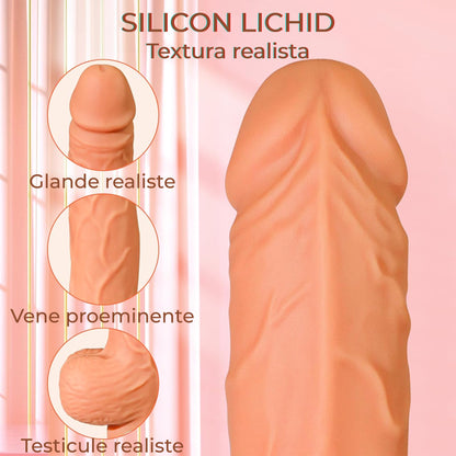 Masina de sex LovePlay™ PoundMe, cu dildo realist, automata cu 10 moduri de vibratie si penetrare, design curbat 23°, control prin telecomanda, ventuza puternica, silicon moale, reincarcabila USB, rezistent la apa - LovePlay