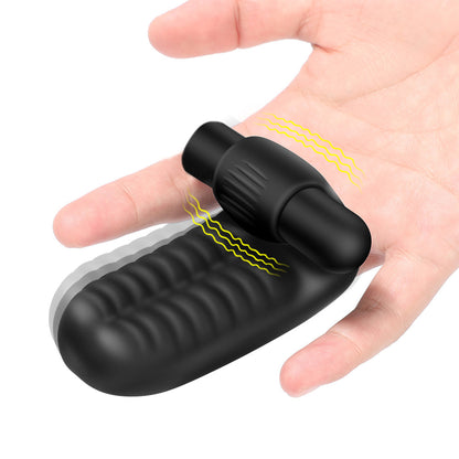 Vibrator LovePlay™ TwoFingers, 10 moduri diferite de vibratie, cu striatii, stimulare clitoris si punct G, silentios, reincarcabil, rezistent la apa, atasabil, usor de curatat si transportat, design discret, din silicon, negru - LovePlay