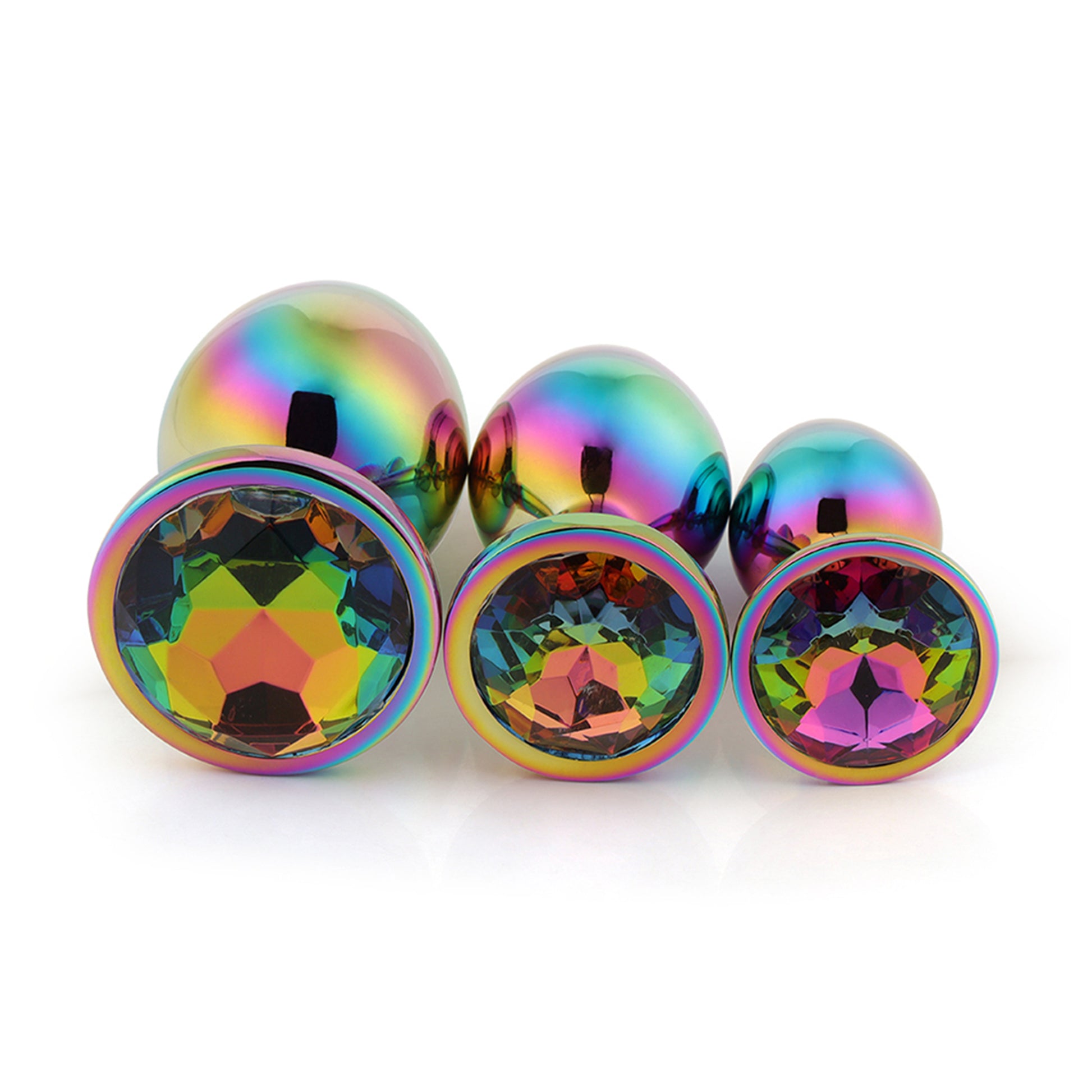 Dop anal LovePlay™ Chromatic, din aluminiu, design clasic, multicolor, diametru 27 mm, lungime 70 mm - LovePlay