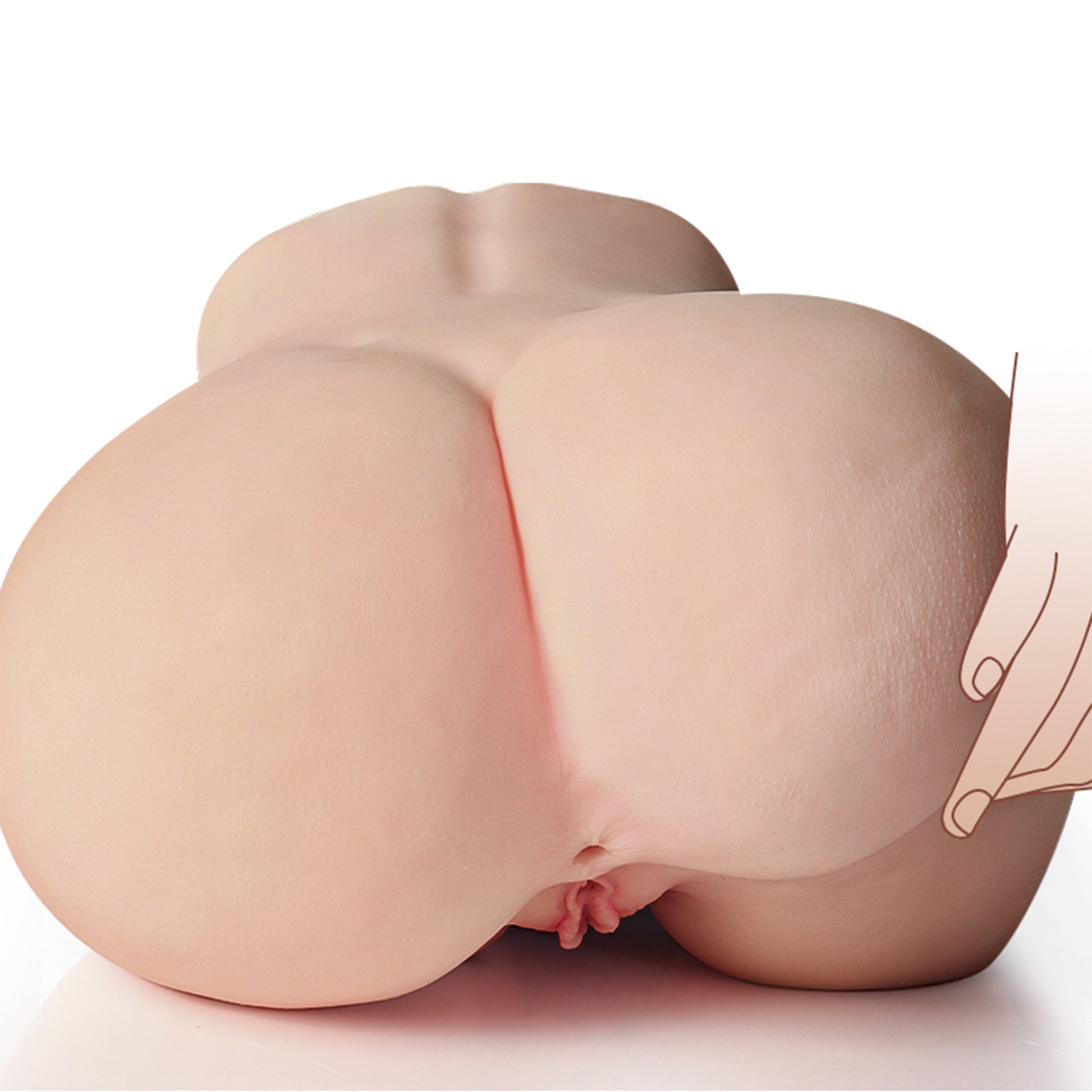 Masturbator Ultra-Realist LovePlay™ MissHer, 2 canale: vaginal si anal ultra-realist, cu striatii interne 3D, din silicon premium non-toxic si elastic, coapse realiste, usor de curatat, rezistent la apa, dimensiuni 28 x 32 x 22 cm, greutate 9 kg - LovePlay