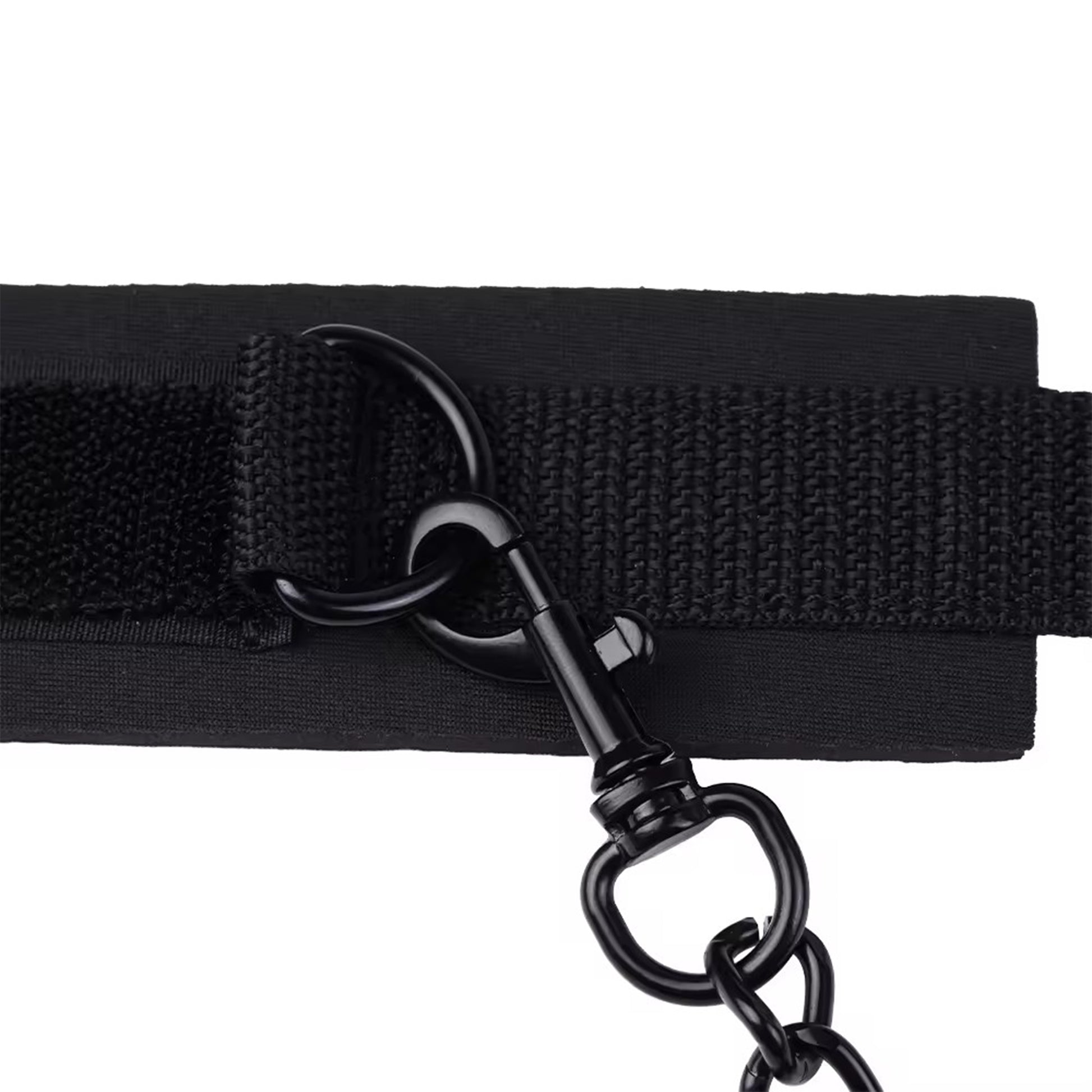 Catuse LovePlay™ BadGirl, BDSM din material textil, negre, ajustabile, cu prindere prin scai puternica - LovePlay