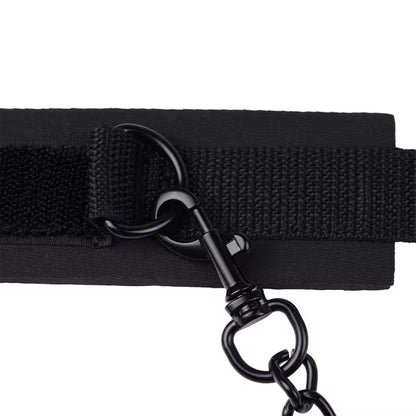 Catuse LovePlay™ BadGirl, BDSM din material textil, negre, ajustabile, cu prindere prin scai puternica - LovePlay