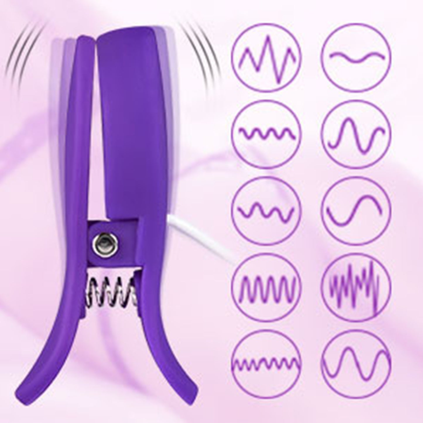 Vibrator LovePlay™ 2 in 1 NippleLove, cu clips pentru sfarcuri, stimularea clitorisului si a sanilor, silentios, 10 tipuri diferite de vibratie, rezistent la apa, control prin telecomanda, din silicon, mov