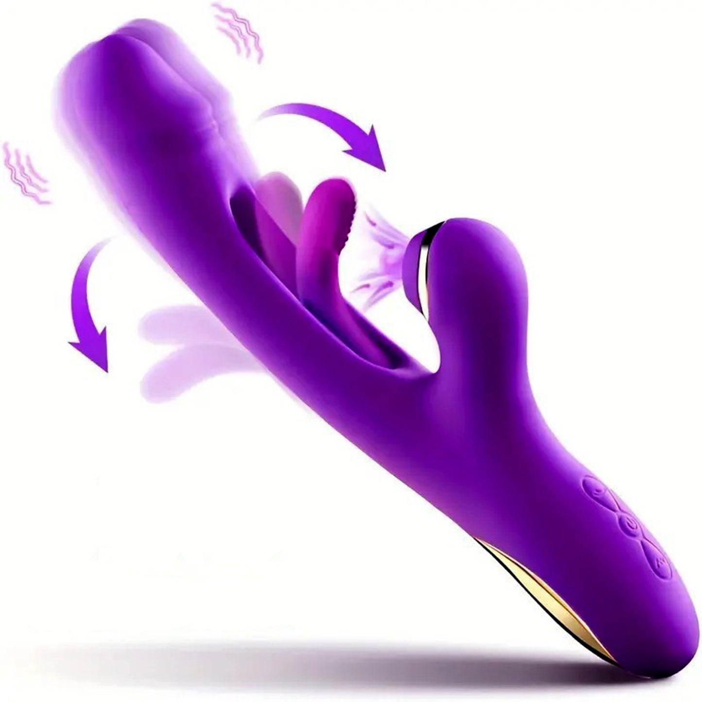 Vibrator 3in1 LovePlay™ Euphoria cu 7 tipuri diferite de vibratie, 7 moduri diferite de suctie si tapping, incarcare magnetica USB, rezistent la apa, din silicon, silentios, mov, 25x4,2 cm - LovePlay