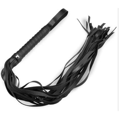Bici LovePlay™ BlackWhip, din piele artificiala, BDSM, pentru jocuri de cuplu, negru, 50 g, 48 x 16 cm - LovePlay