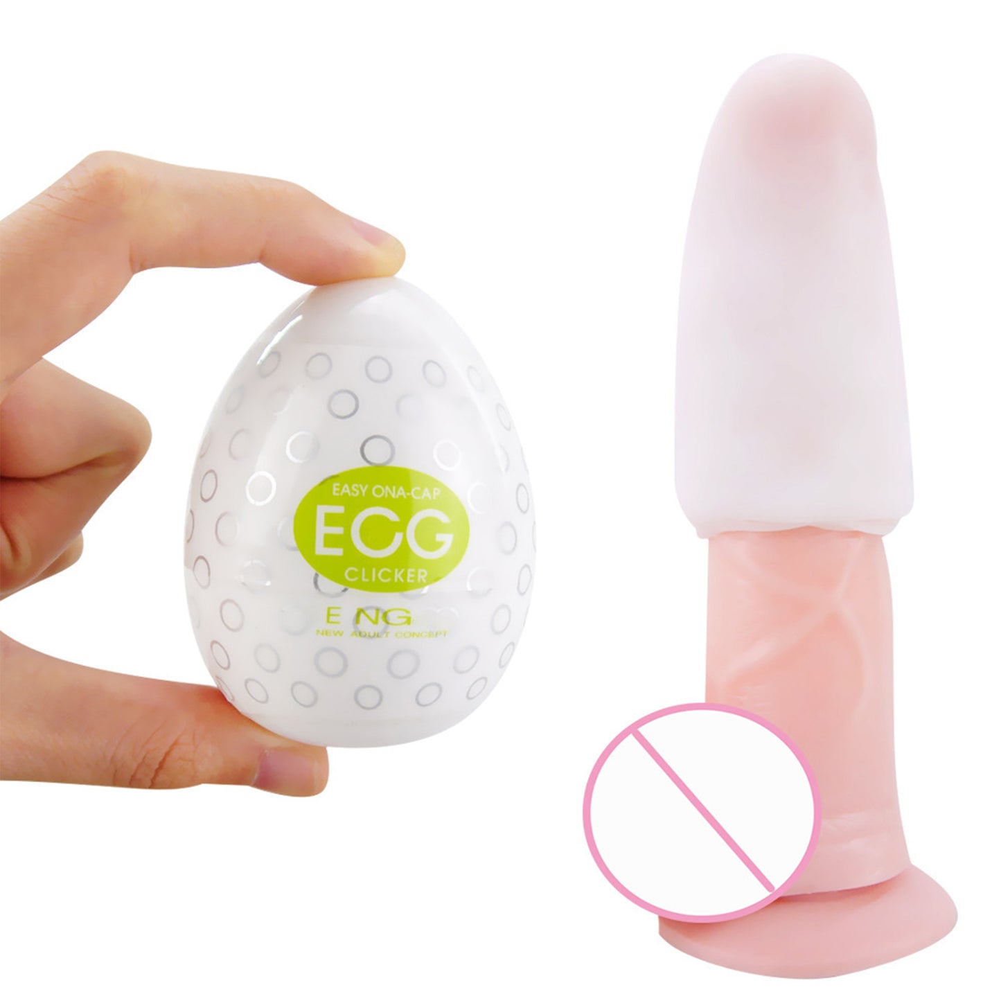 Masturbator tip vagin LovePlay™ Egg, cu textura de striatii sferice, portabil, din silicon, verde neon - LovePlay