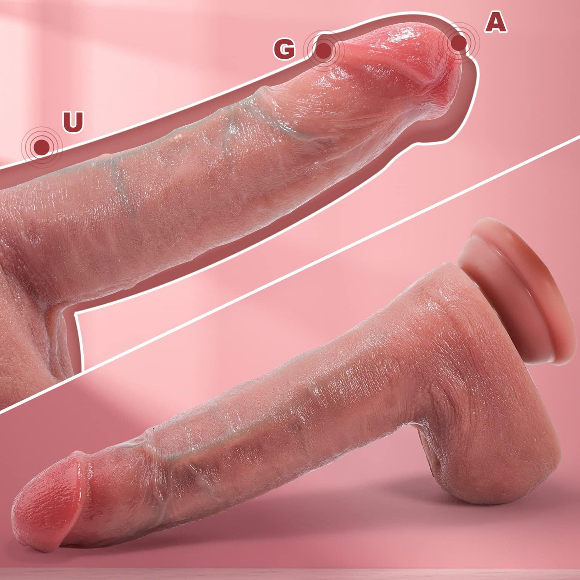 Dildo Ultra-Realistic Loveplay™ ClassicHim, cu vene proeminente din silicon de inalta calitate , cu ventuza pentru fixare usoara, rezistent la apa, 21.5 cm - LovePlay