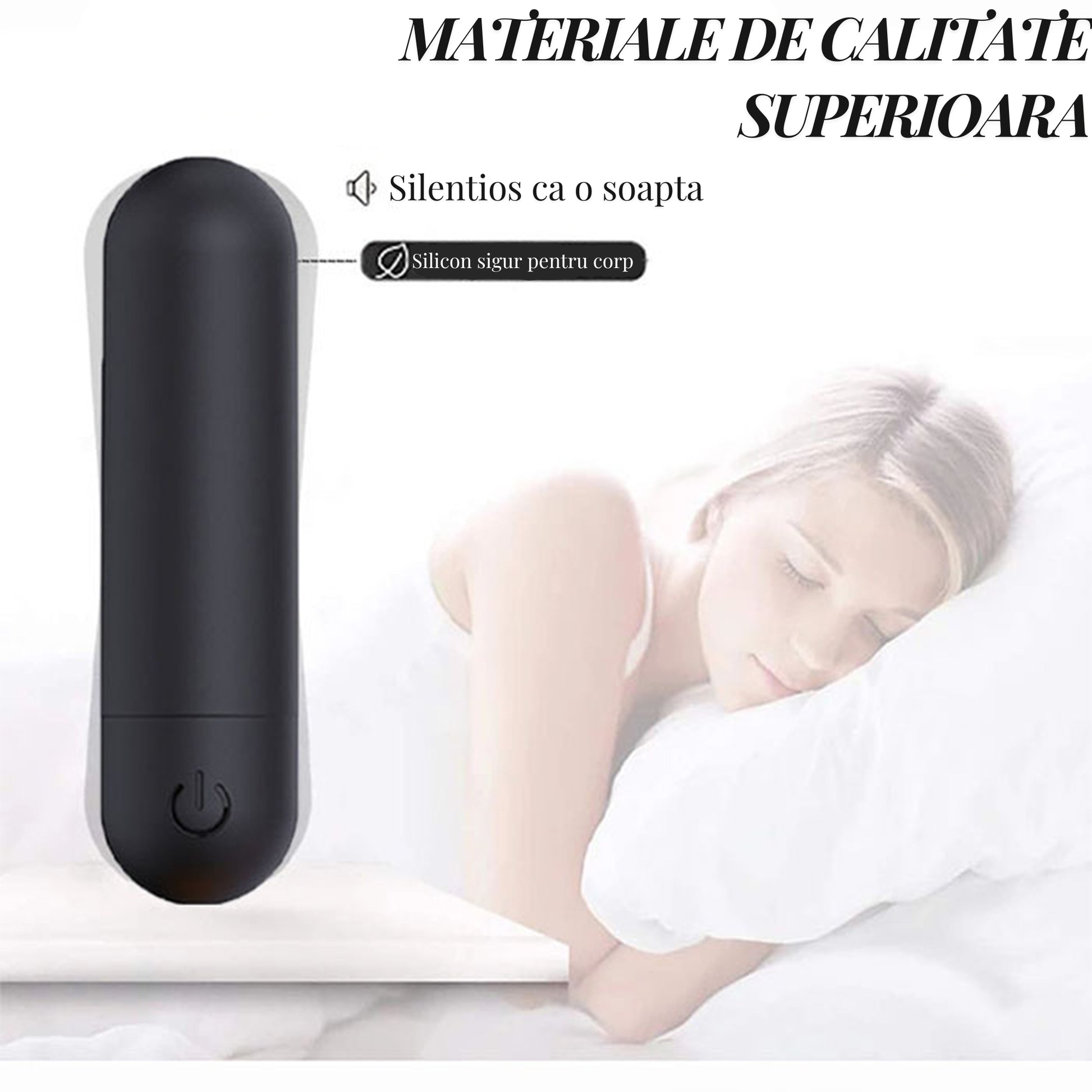 Vibrator LovePlay™ Mini, cu 10 moduri de vibratie, silentios, rezistent la apa, incarcare USB, usor de transportat si curatat, design discret, negru, din silicon, 7.5 cm - LovePlay