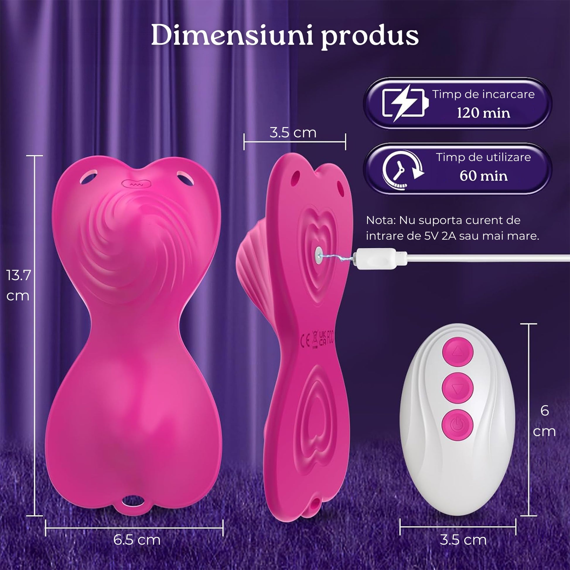 Vibrator LovePlay™ PantyJoy, cu 9 moduri de vibratie prin telecomanda, 9 moduri de vibratie prin aplicatie, dublu motor, design purtabil, pentru stimulare clitoridiana si vaginala, din silicon moale, impermeabil, cu incarcare magnetica USB, roz - LovePlay