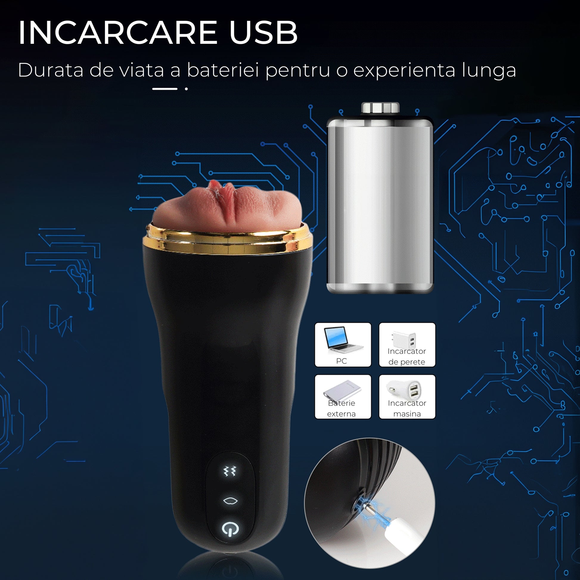 Masturbator Fleshlight LovePlay™ LikeHer, 10 moduri diferite, senzatie Deep Throat, cu vibratii si functie de orgasm, efect ultra-realist, rezistent la apa - LovePlay