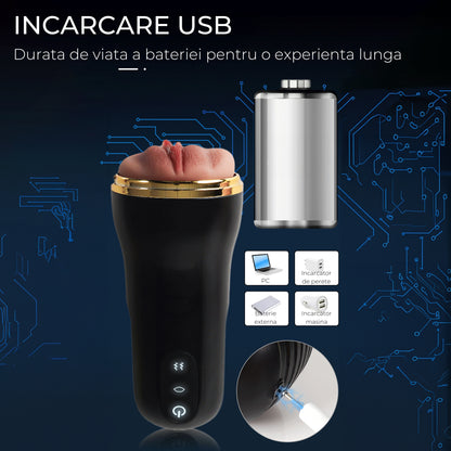 Masturbator Fleshlight LovePlay™ LikeHer, 10 moduri diferite, senzatie Deep Throat, cu vibratii si functie de orgasm, efect ultra-realist, rezistent la apa - LovePlay