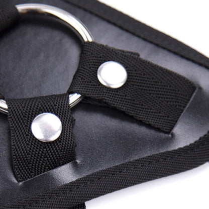 Ham Bondage LovePlay™ din piele pentru dominare - Chiloti ajustabili Unisex, compatibil cu orice tip de dildo, accesoriu BDSM, design Universal pentru confort maxim, Negru - LovePlay