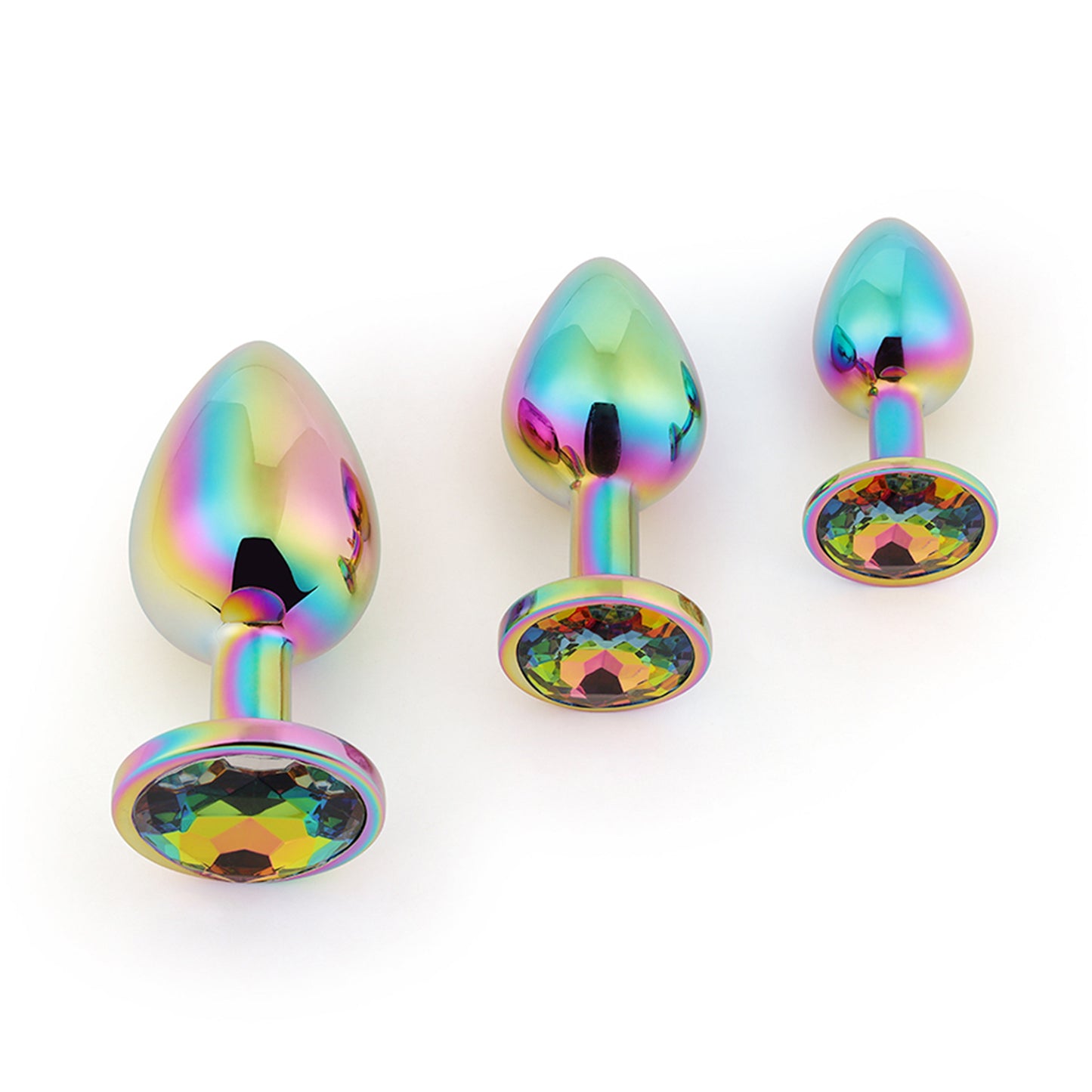 Dop anal LovePlay™ Chromatic, din aluminiu, design clasic, multicolor, diametru 27 mm, lungime 70 mm - LovePlay