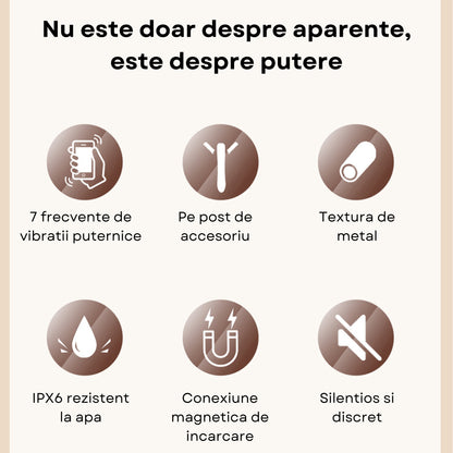 Vibrator LovePlay™ BulletProof, sub forma de colier, cu 7 tipuri de vibratie, stimulare puncte C si G, din metal, silentios, magnetic, incarcare magnetica, rezistent la apa, design discret, usor de curatat si transportat - LovePlay
