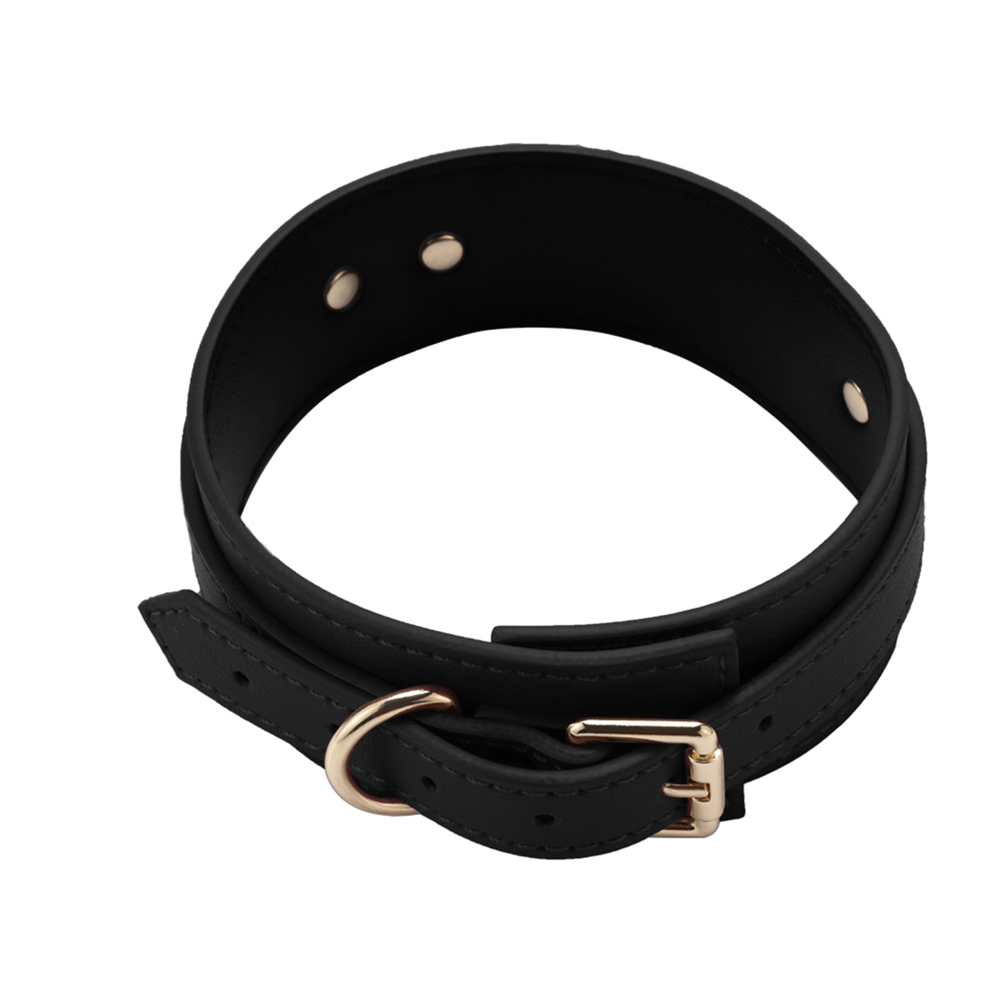 Set Complet de Accesorii BDSM, format din masca, lesa, zgarda din piele ecologica, catuse de maini si picioare, din piele ecologica, culoare negru - LovePlay