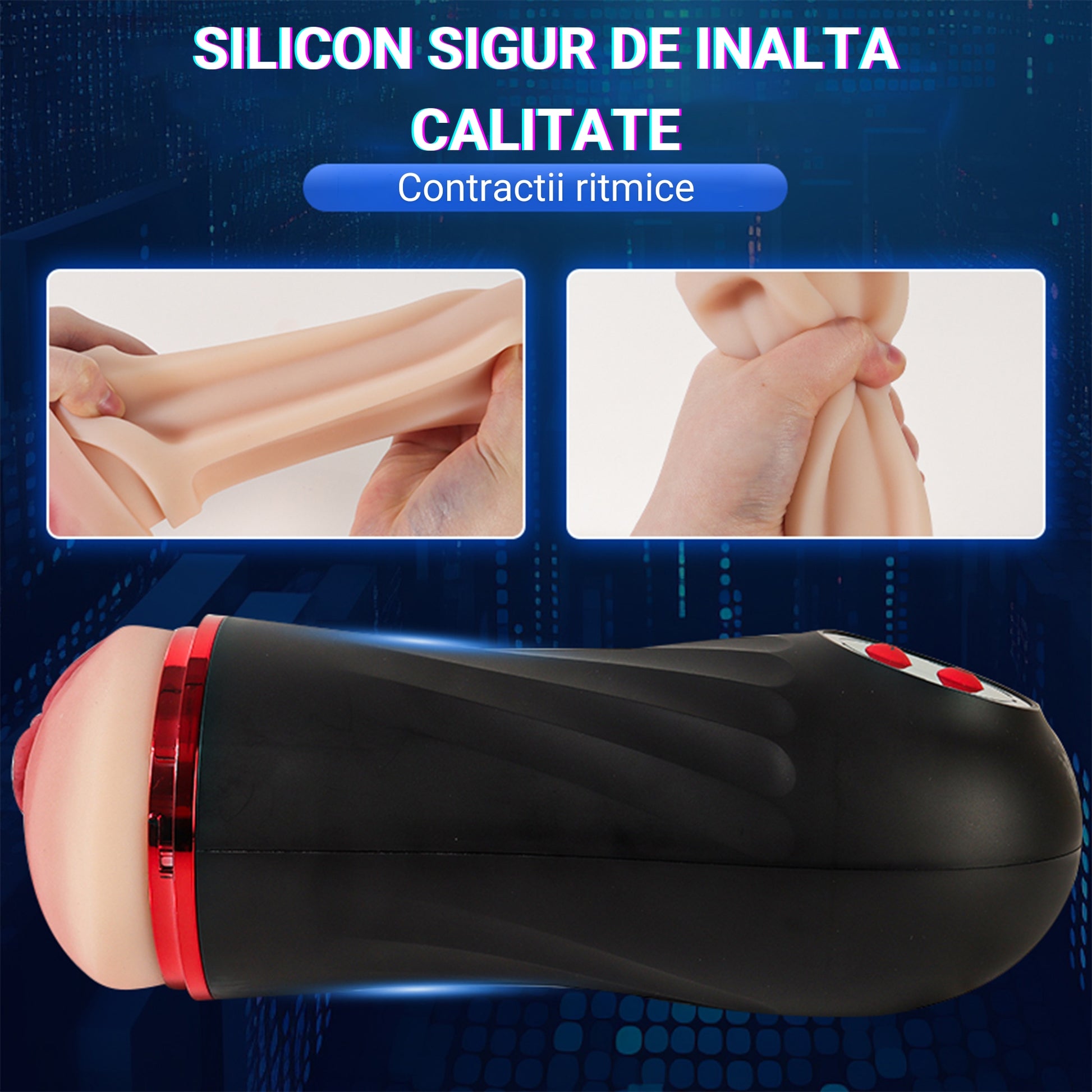 Fleshlight Masturbator LovePlay™ SecretHer, cu 10 Tipuri de Vibratie, cu Stimulare Orala si functie Deep Throat, Incarcare prin USB, Rezistent la apa, Negru, din Silicon, Capacitate Baterie de peste o ora - LovePlay