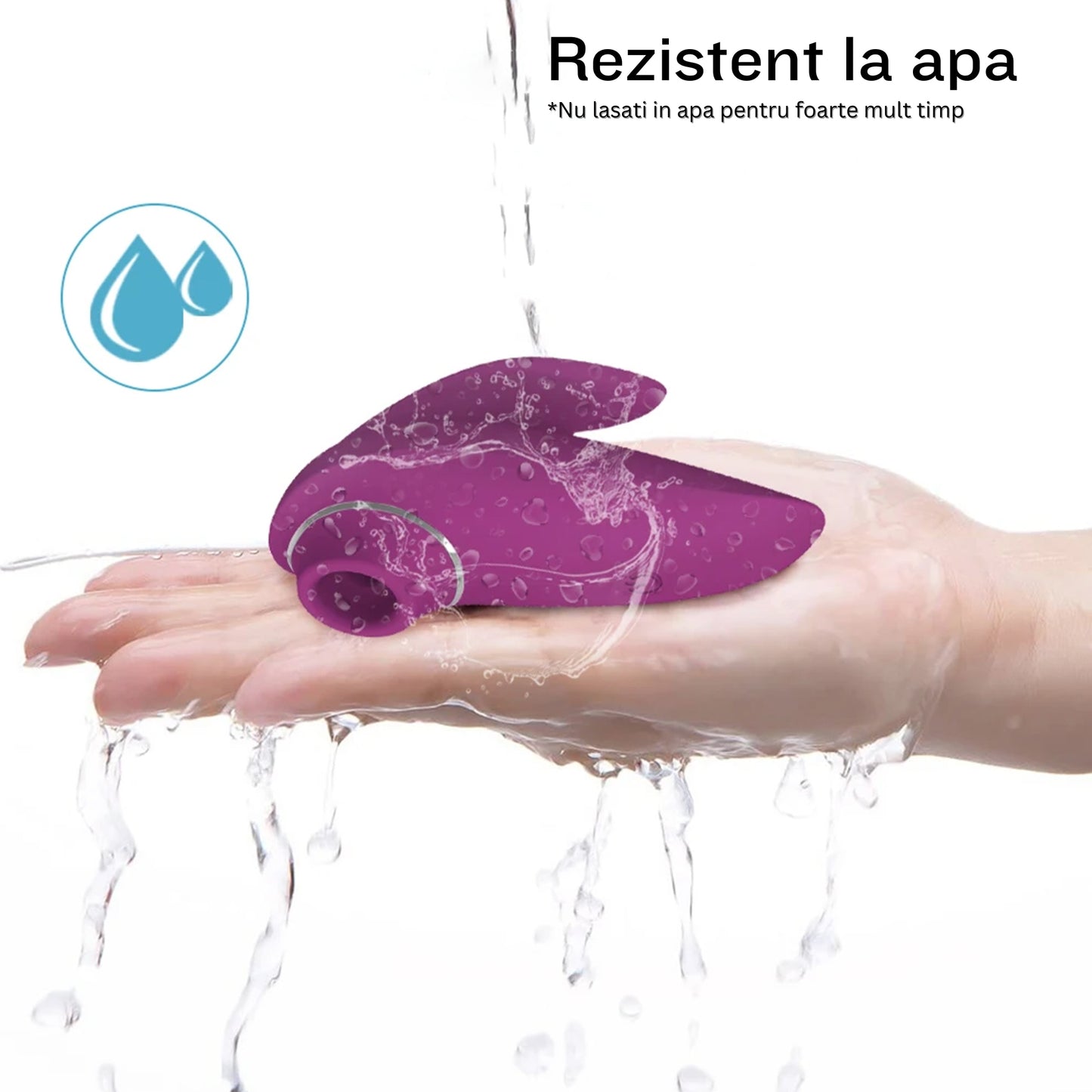 Vibrator 2 in 1  din silicon LovePlay™ Dual Pleasure, pentru femei, rezistent la apa, discret si usor de curatat, pentru stimularea clitoridiana si a sanilor, cu functie de suctiune, mov