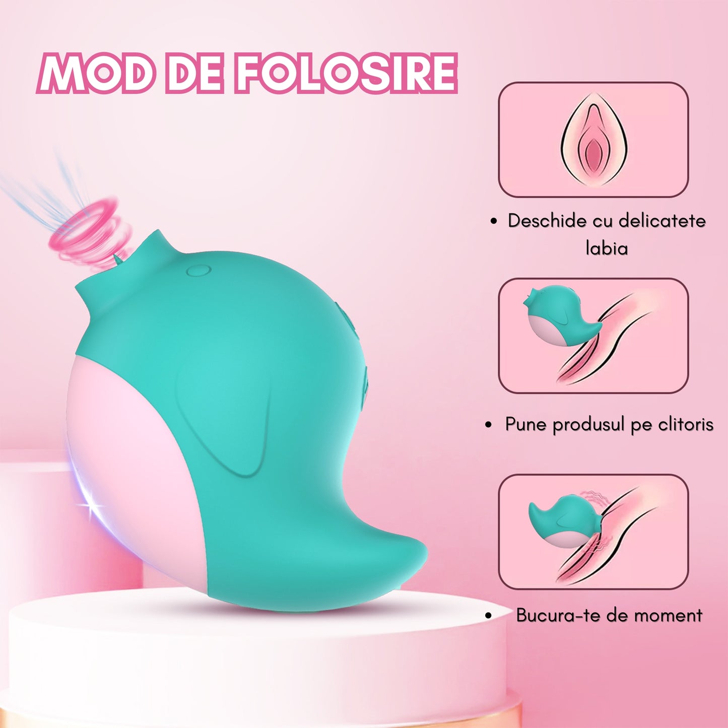 Vibrator LovePlay™ DelfinPlay cu vibratii puternice ajustabile, silentios, rezistent la apa, din silicon, reincacabil, design discret, portabil, usor de folosit, incarcare USB, 6.8x 8.75cm - LovePlay