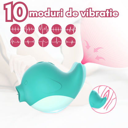 Vibrator LovePlay™ DelfinPlay cu vibratii puternice ajustabile, silentios, rezistent la apa, din silicon, reincacabil, design discret, portabil, usor de folosit, incarcare USB, 6.8x 8.75cm - LovePlay
