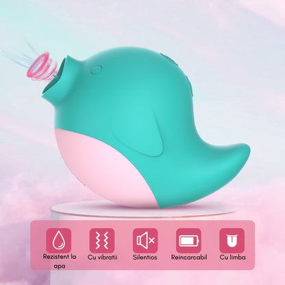 Vibrator LovePlay™ DelfinPlay cu vibratii puternice ajustabile, silentios, rezistent la apa, din silicon, reincacabil, design discret, portabil, usor de folosit, incarcare USB, 6.8x 8.75cm - LovePlay