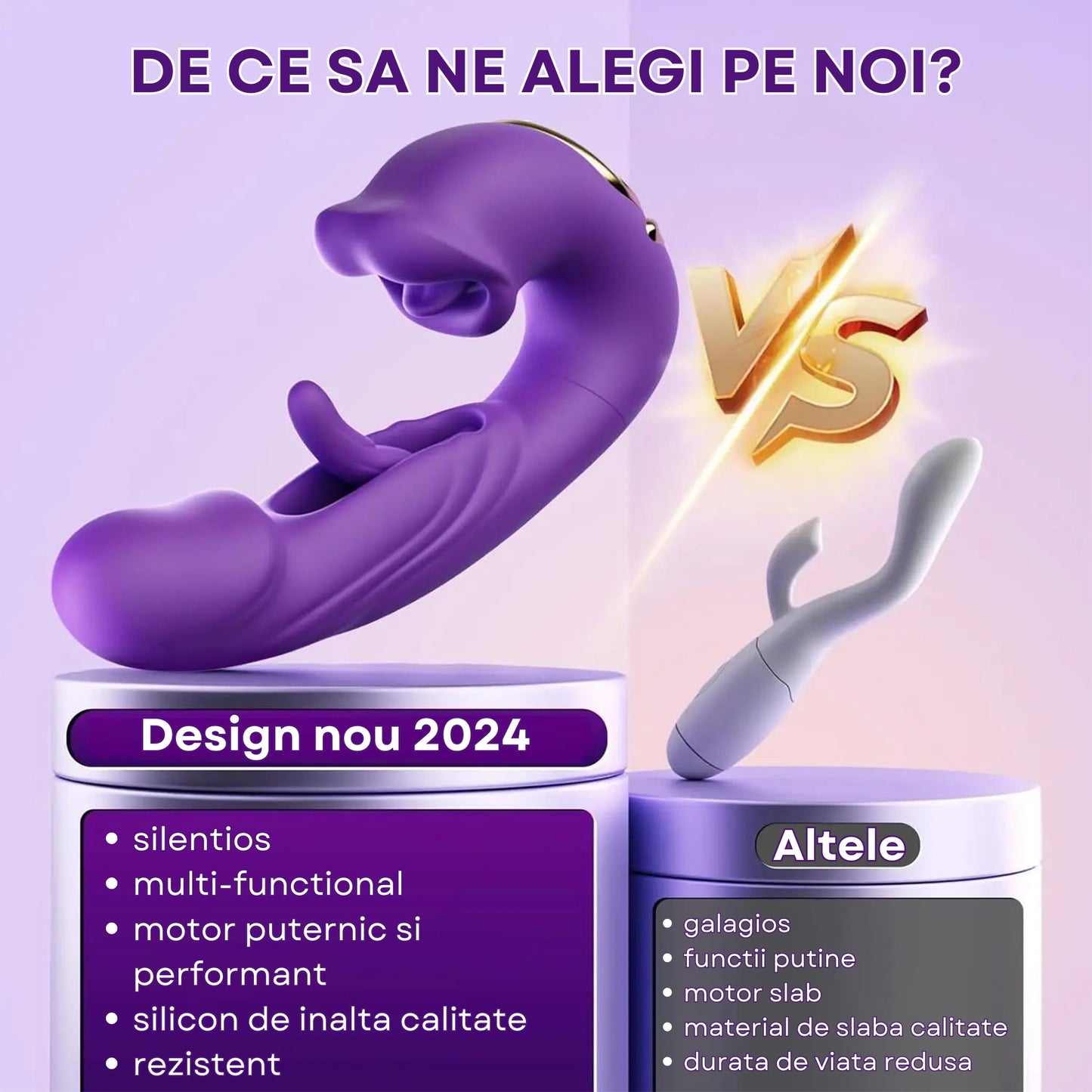 Vibrator Multifunctional Loveplay™ Alien 3 in 1, cu 7 Moduri de Vibratii, 7 Tipuri de Ondulatii, 5 Variatii de Lins, Suctiune Realista cu Buze si Limba, Stimulare Puncte A-G-C, Motor Silentios 30-40 dB, Silicon Premium, Design 2024, Culoare Mov - LovePlay