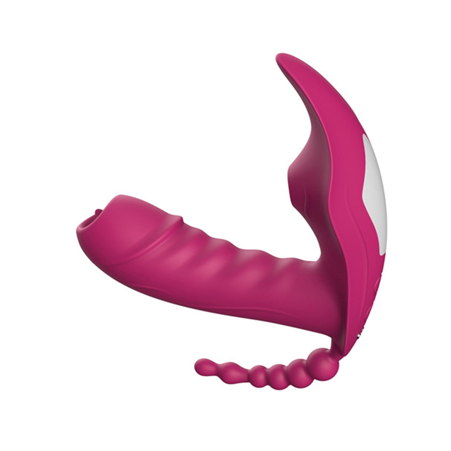 Vibrator LovePlay™ WarmTouch 3in1, 10 moduri de vibratie diferite, stimulare tripla: anala, vaginala si clitoridiana, control de la distanta prin telecomanda wireless, rezistent la apa, din silicon, mov, silentios, lungime inserabila 9.7 cm