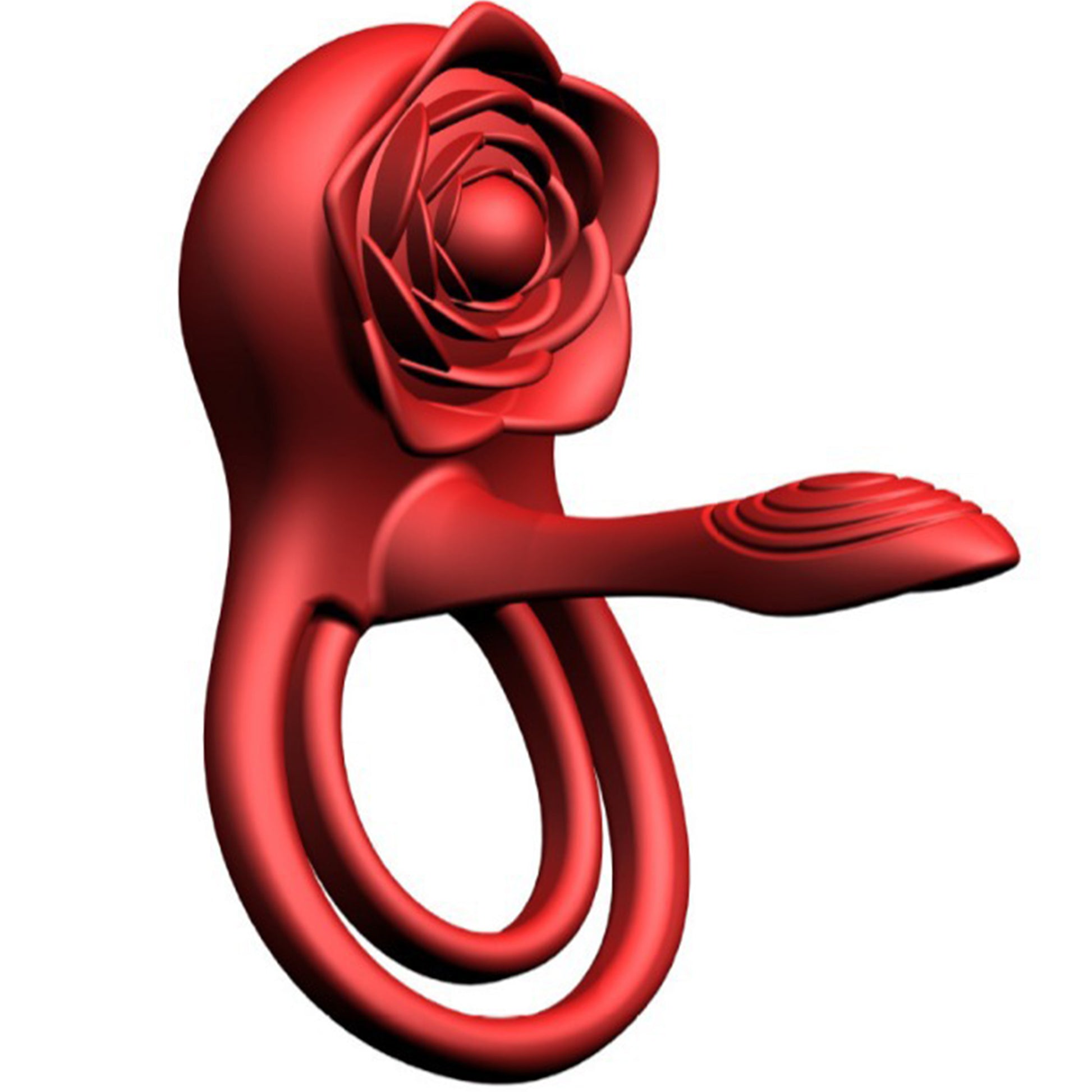 Vibrator LovePlay™ 3 in 1 RoseRing, 9 moduri de vibratie diferite, cu inel de penis pentru intarzierea ejacularii, stimulare clitoridiana si punct G, atasabil, cu telecomanda, incarcare USB, rezistent la apa, design floral, 10 x 10 x 5.4 cm - LovePlay