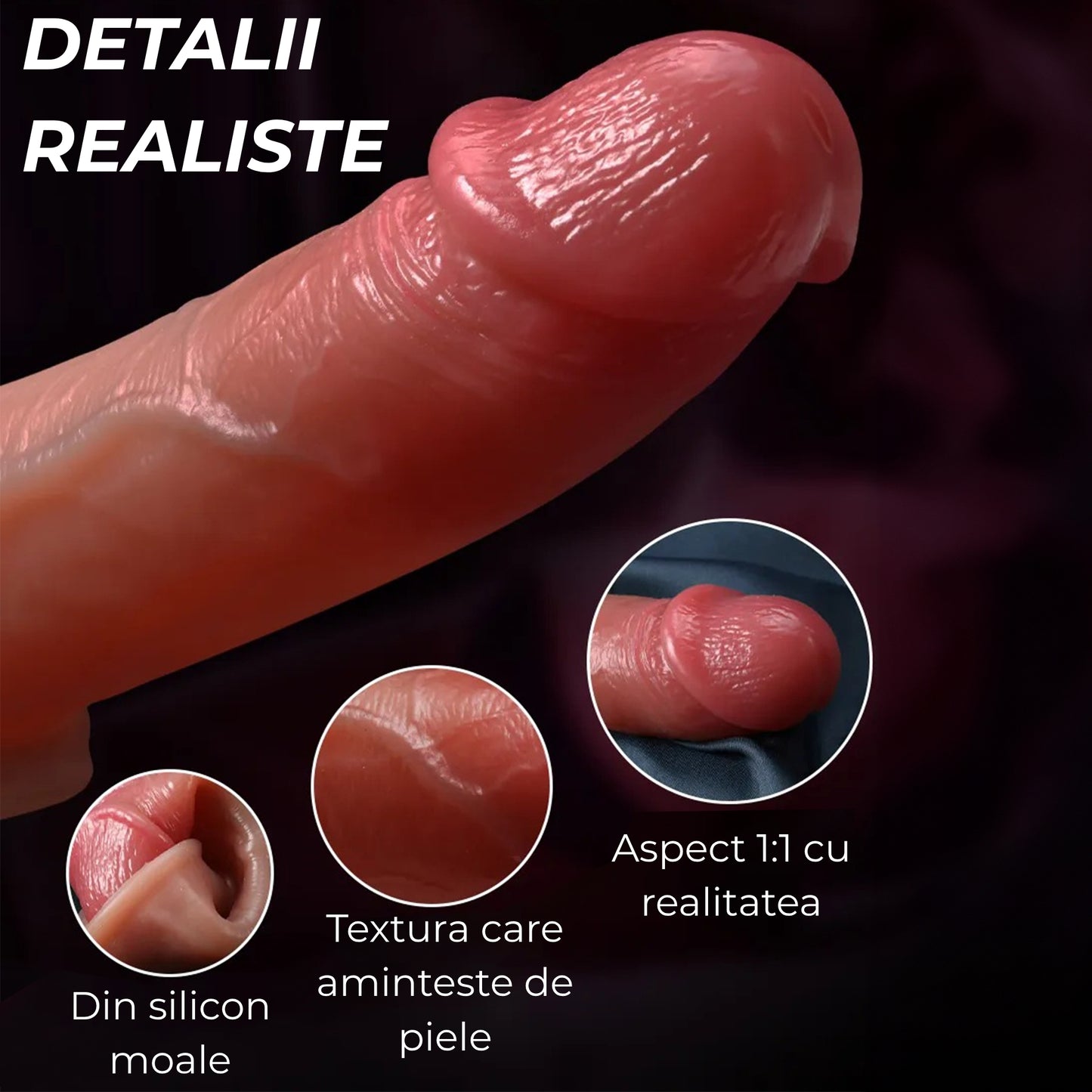 Manson penis fara testicule LovePlay™ LongFriend, realist cu vene proeminente, lungime inserabila 18 cm, silicon non-toxic, rezistent la apa, diametru interior 4.5 cm, atasabil - LovePlay