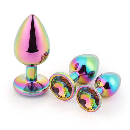 Dop anal LovePlay™ Chromatic, din aluminiu, design clasic, multicolor, diametru 27 mm, lungime 70 mm - LovePlay