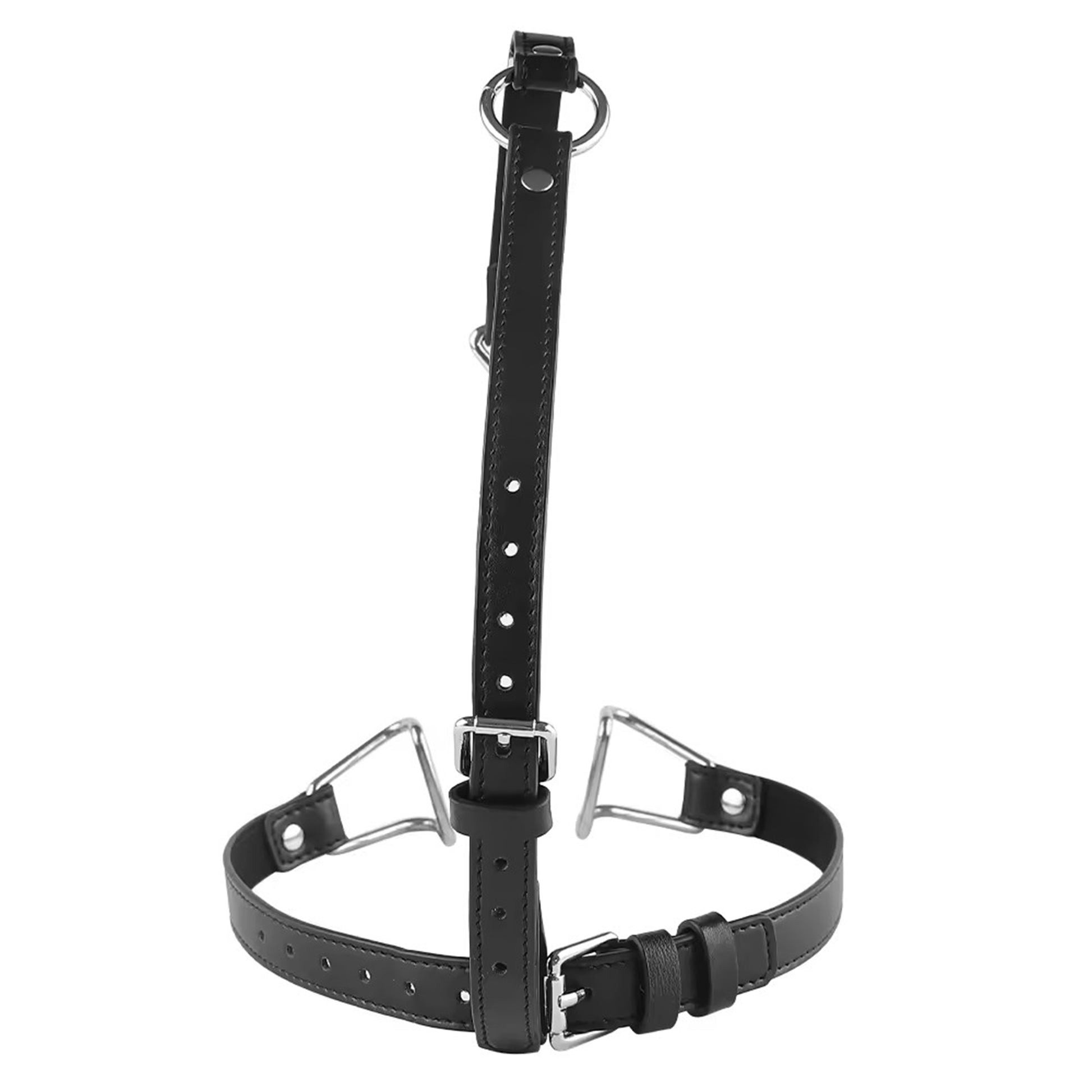 Set BSDM TiedUp LovePlay™ din piele ecologica pentru retinere faciala, cu carlig pentru nas si retractor pentru obraji, ajustabil, cu prindere prin curea, 50 x 48 cm - LovePlay