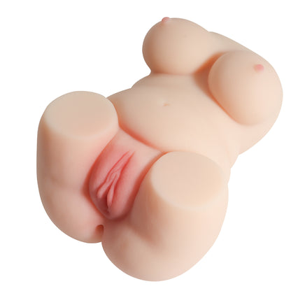 Masturbator doua canale LovePlay™ SexDoll plus size, ultra-realist, cu striatii 3D, din silicon premium non-toxic, design coapse anatomic, usor de curatat, din silicon elastic si rezistent la apa, 12 x 16 x 8 cm, 850 g