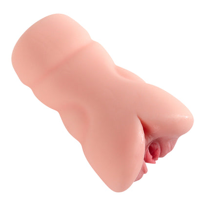 Masturbator LovePlay™ MissHer, ultra-realist, canal vaginal si anal, cu 10 tipuri de vibratie, efect de suctie si stimulare orala canal cu striatii 3D, din silicon premium non-toxic, design anatomic, usor de curatat, rezistent la apa, greutate 700g - LovePlay
