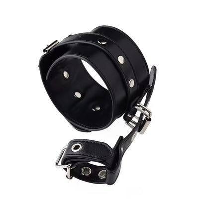 Catuse LovePlay™ BadGirl, BSDM, din piele ecologica, cu detalii argintii, ajustabile, cu doua prinderi prin curea, negre, 36.6 cm, 16.7 cm, 13.7 cm, 86 g - LovePlay