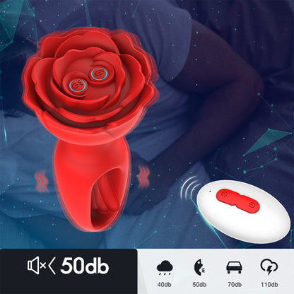 Vibrator 2in1 LovePlay™ AnalRose, cu 9 moduri de vibratie diferite, cu 9 moduri de pulsatie, pentru stimularea punctului G, control de la distanta prin telecomanda, incarcare magnetica USB, silentios, design discret - LovePlay