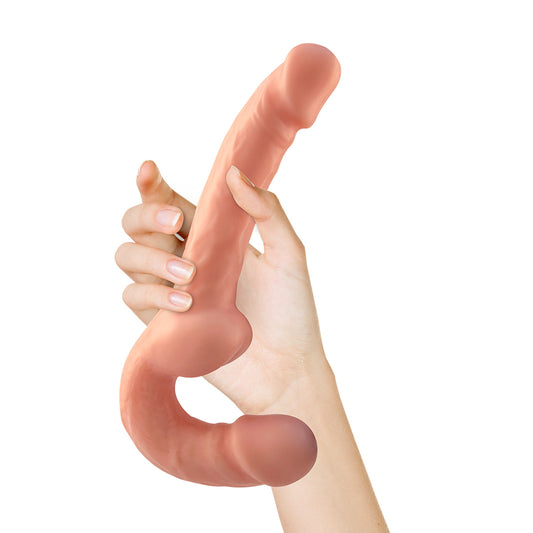 Dildo LovePlay™️ cu doua capete, cu stimulare vaginala si anala, design curbat pentru stimularea punctului G, flexibil, dildo dublu usor de curatat si rezistent la apa, diametru 3.6 cm, lungime totala 23.5 cm, capatul mic 4.2 cm, din silicon premium - LovePlay