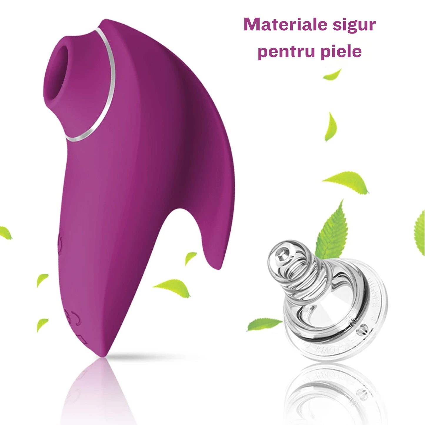 Vibrator 2 in 1  din silicon LovePlay™ Dual Pleasure, pentru femei, rezistent la apa, discret si usor de curatat, pentru stimularea clitoridiana si a sanilor, cu functie de suctiune, mov