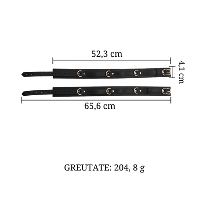 Set Complet de Accesorii BDSM, format din masca, lesa, zgarda din piele ecologica, catuse de maini si picioare, din piele ecologica, culoare negru - LovePlay