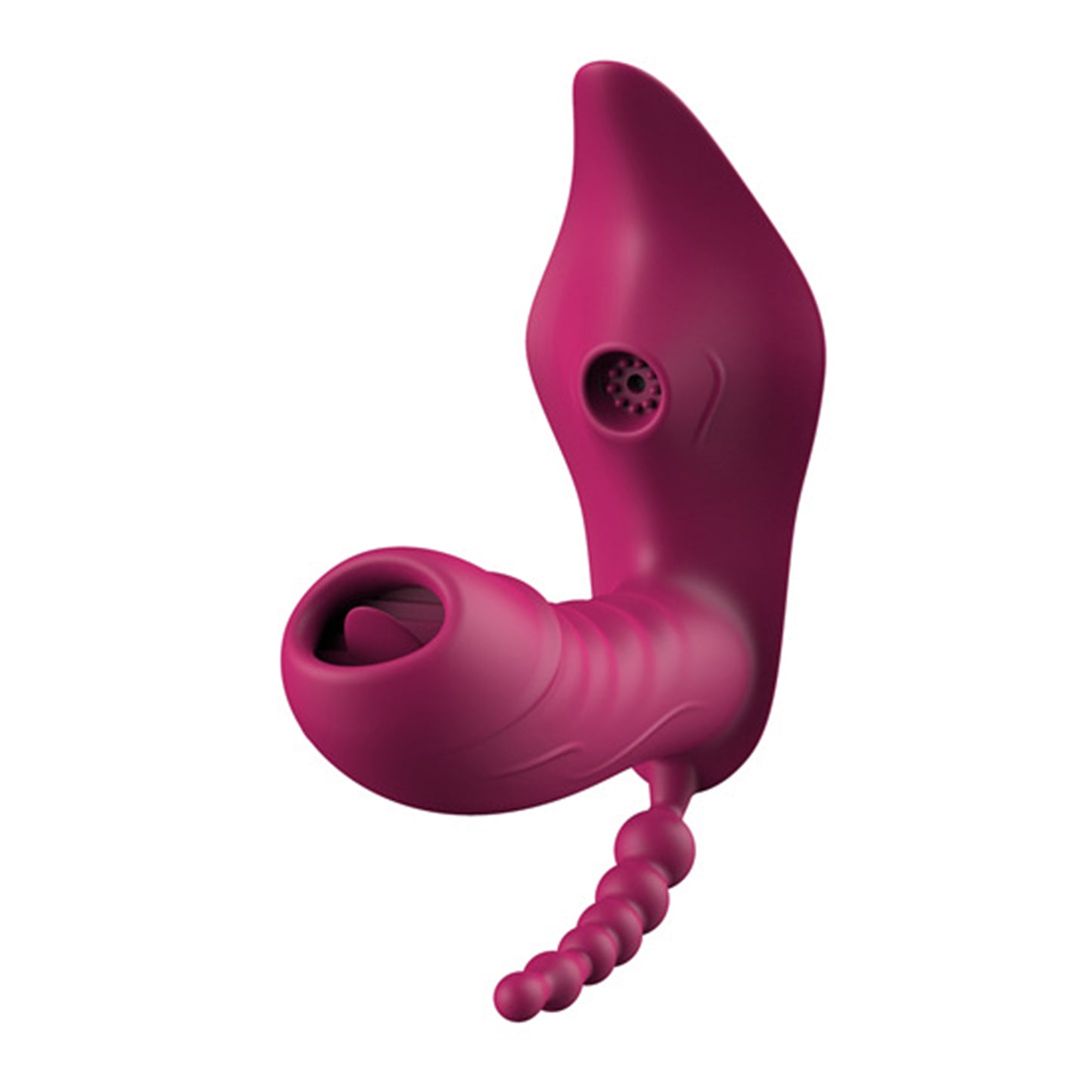 Vibrator LovePlay™ WarmTouch 3in1, 10 moduri de vibratie diferite, stimulare tripla: anala, vaginala si clitoridiana, control de la distanta prin telecomanda wireless, rezistent la apa, din silicon, mov, silentios, lungime inserabila 9.7 cm