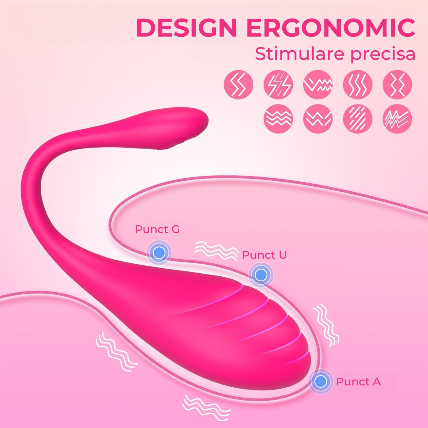 Vibrator LovePlay™ Delfin, cu 9 moduri diferite, cu functie de personalizare vibratii, reincarcabil si rezistent la apa, conexiune Bluetooth, control prin aplicatie, din silicon, roz - LovePlay